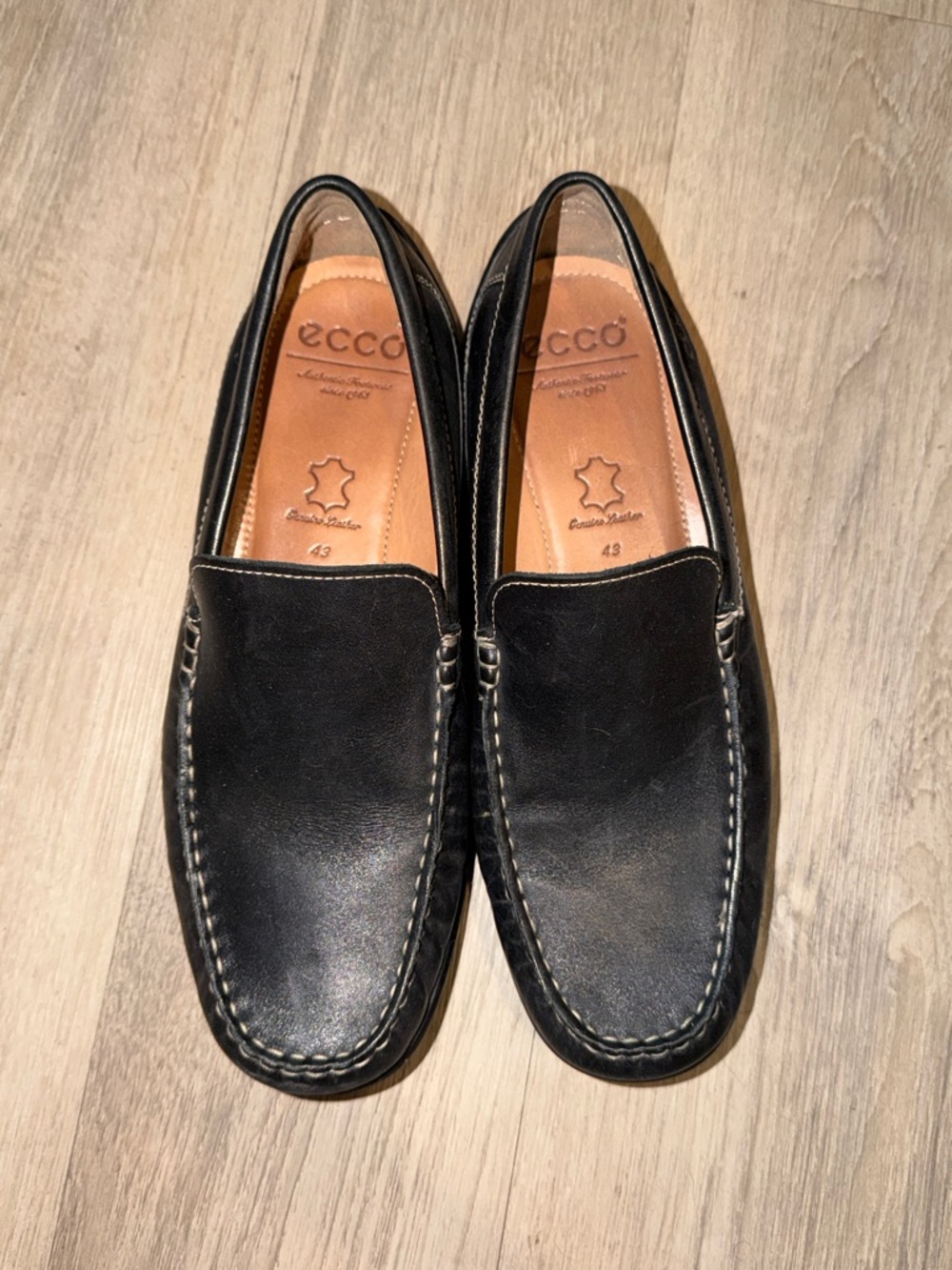 Ecco Black Leather Slip-On Loafers for Men